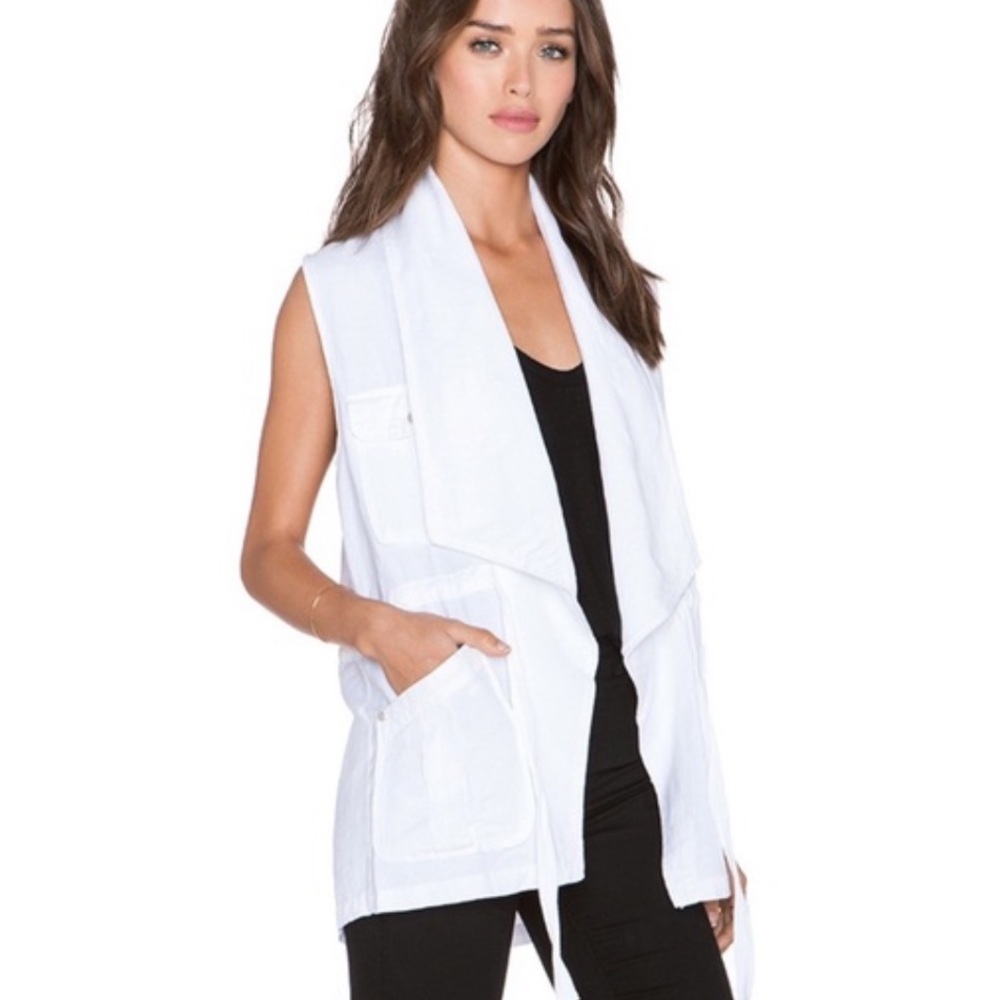 Anthropologie Sanctuary White Linen Blend Open Front Vest - Picture 2 of 14